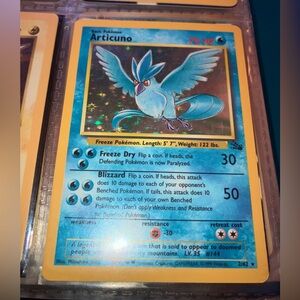 Original Holographic Articuno Pokemon Card